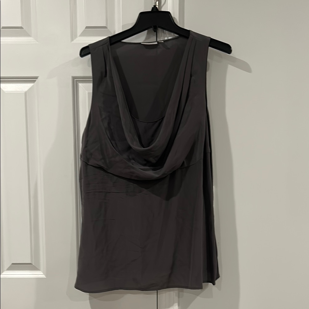 Halogen Gray 100% Silk Draped Cowl Neck Tank Top Size XL